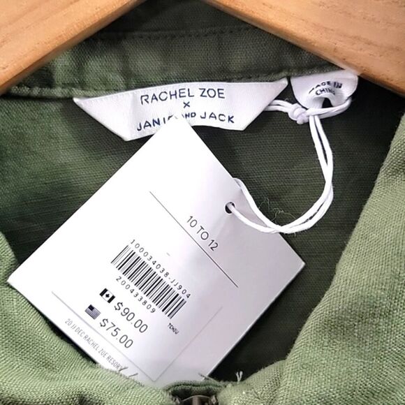 Rachel Zoe x Janie and Jack Green Linen Cargo Jacket Girls / Boys sz 10-12 - Picture 4 of 9